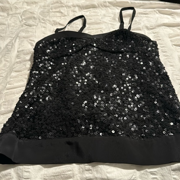 American Eagle Black sparkles top with adjustable straps and side zipper size XS - Picture 1 of 6